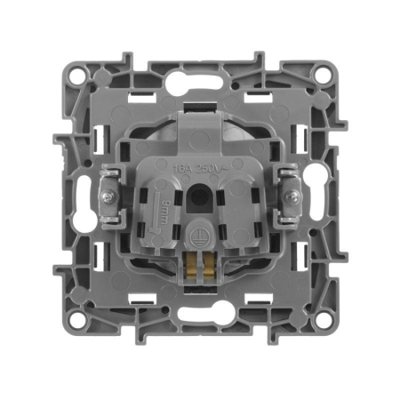 Розетка 1-м СП Etika 16А IP31 250В 2P+E с заземл. защ. шторки немецк. стандарт винтов. клеммы механизм антрацит IEK 672622