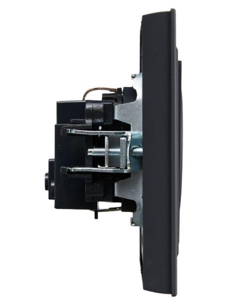 Розетка СП BRITE РСР14-1-0-БрГ 16А в сборе с заземл. защ. шторки графит IEK BR-R14-16-K53-F