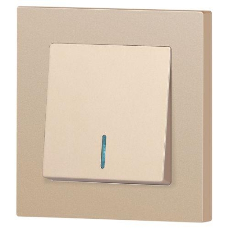 Выключатель 1-кл. СП Accent 6-102-04 10А IP20 250В с подсветкой AL/CU шампань Intro Б0063475