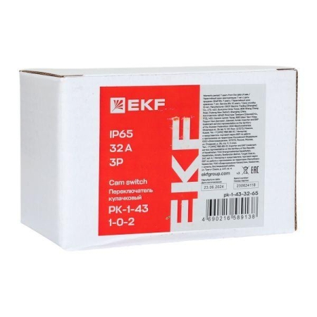Переключатель кулачковый ПК-1-43 3п 32А "1-0-2" IP65 EKF pk-1-43-32-65