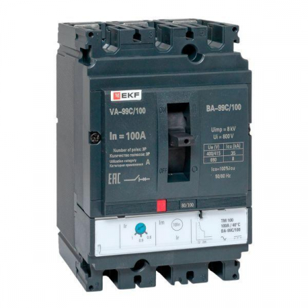 Выключатель автоматический 3п 160/100А 36кА ВА-99C Compact NS PROxima EKF mccb99C-160-100