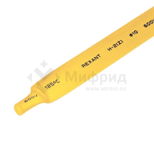 Трубка термоусадочная ТУТ нг 10.0/5.0 желт. 1м REXANT 21-0002