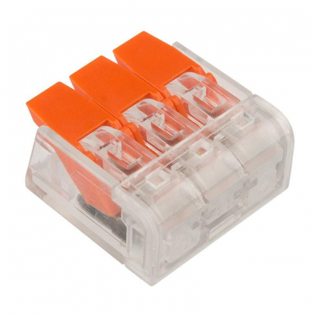 Клемма компактная многоразовая 221-413 3-проводная 0.14-4.0кв.мм (уп.50шт) Rexant 07-5203