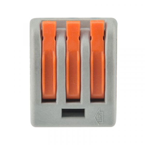 Клемма строительно-монтажная СМК 222-413 3-проводная 0.08-2.5/4кв.мм сер. (уп.50шт) Rexant 07-5253-4