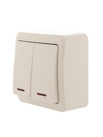 Выключатель 2-кл. 1п ОП Viola 10А IP20 с подсветкой крем. LEZARD 751-0300-112