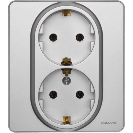 Розетка Inspiria 16А 250В 2х2P+E немецк. стандарт алюм. IEK 673752