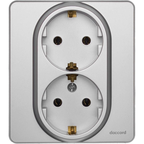 Розетка Inspiria 16А 250В 2х2P+E немецк. стандарт алюм. IEK 673752