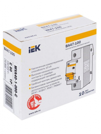 Выключатель автоматический модульный 1п C 80А 10кА ВА47-100 KARAT IEK MVA40-1-080-C
