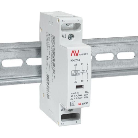 Контактор модульный КМ 20А 1NC+1NO 230В AC (1 мод.) AVERES EKF km-av-1-20-11-230V