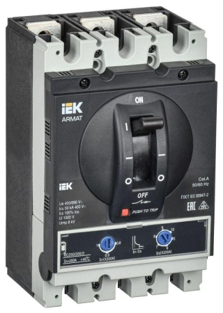 Выключатель автоматический в литом корпусе 3п G 50кА 200А расцепитель термомагнитный регулируемый ARMAT IEK AR-MCCB-3G-050-0200A-ATUC