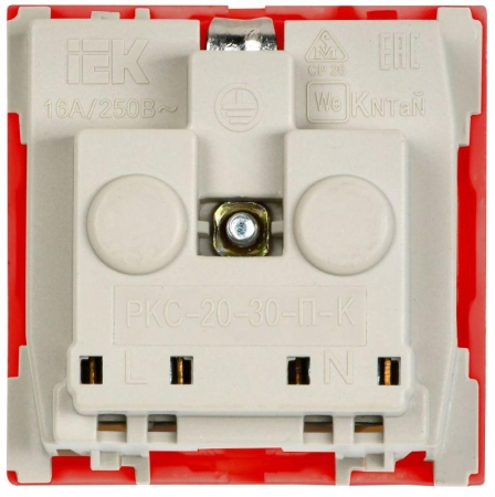 Розетка 1-м 2мод. РКС-20-32-П-К 45х45 с заземл. красн. PRIMER IEK CKK-40D-RSZK2-K04-K