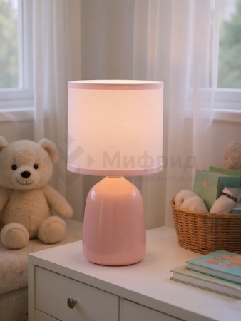 Светильник настольный JH2-02-pk E14 IP20 130х130х255мм керамика; ткань; PVC-пластик роз. JazzWay 5062337