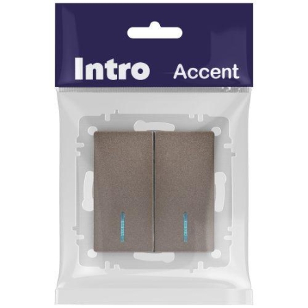 Выключатель 2-кл. СП Accent 6-105-08 10А IP20 250В с подсветкой AL/CU бронза Intro Б0063523