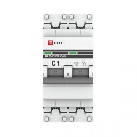 Выключатель автоматический модульный 2п C 1А 4.5кА ВА 47-63 PROxima EKF mcb4763-2-01C-pro
