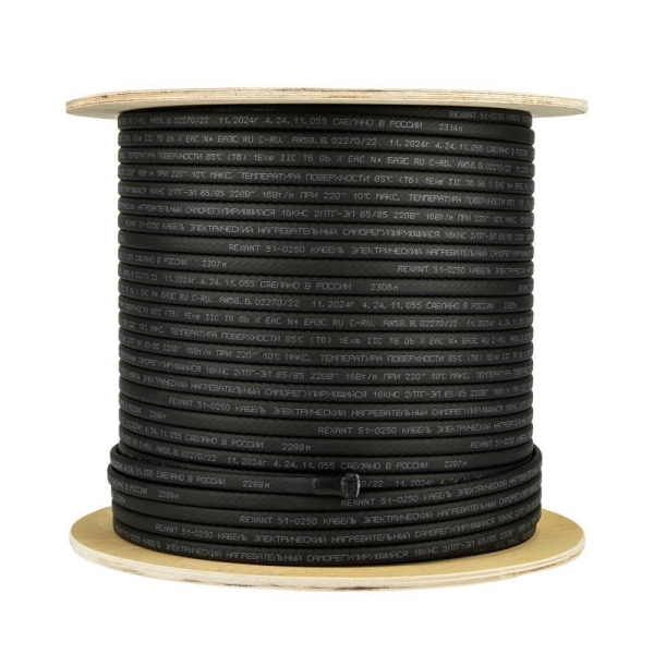 Кабель греющий саморег. 16КНС 2ЛТГ-ЭЛ-65/85 экранированный взрывозащ. Ex UV 16Вт/м 200м Rexant 51-0250