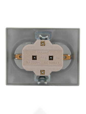 Розетка 2-м СП Karina с заземл. керамика матов. серебр. LEZARD 707-4300-127