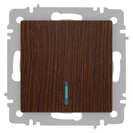 Выключатель 1-кл. СП Accent 6-102-10 10А IP20 250В с подсветкой AL/CU венге Intro Б0063449