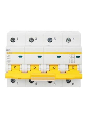 Выключатель автоматический модульный 4п C 80А 10кА ВА47-100 KARAT IEK MVA40-4-080-C