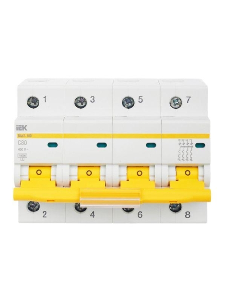 Выключатель автоматический модульный 4п C 80А 10кА ВА47-100 KARAT IEK MVA40-4-080-C