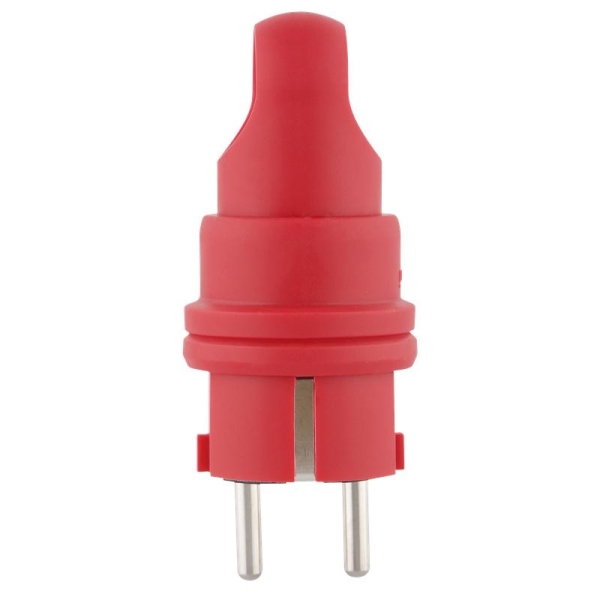 Вилка каучуковая прямая с/з 90град. с кольцом 16А 230В IP44 красн. Duwi 27459 9