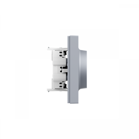 Розетка 2-м СП Эпика 16А с заземл. без защ. шторок с рамкой механизм алюм. EKF UP1-SOA-210