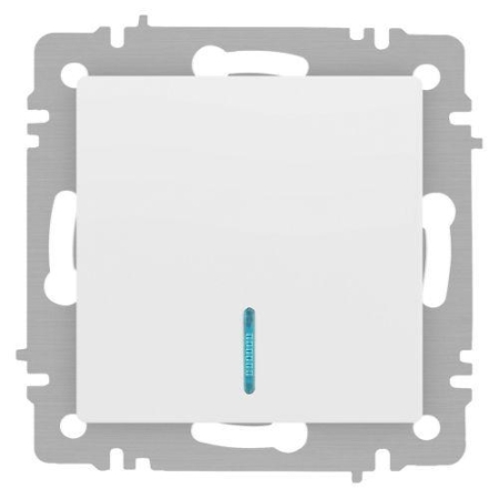 Выключатель 1-кл. СП Accent 6-102-01М 10А IP20 250В с подсветкой AL/CU бел. матов. Intro Б0063466