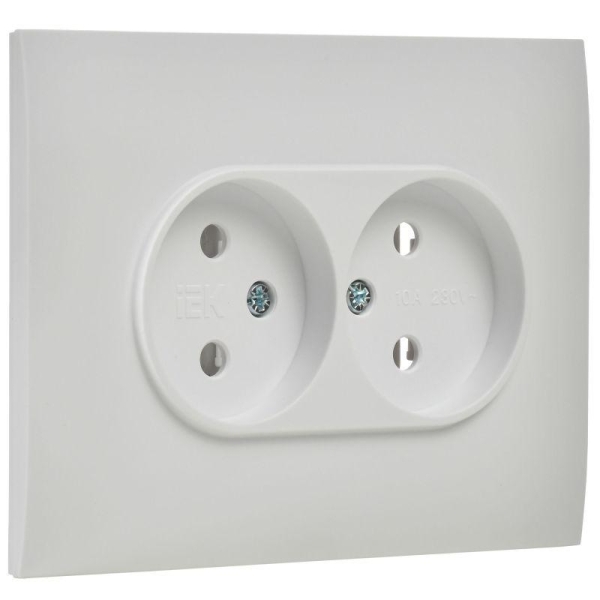Розетка 2-м SKANDY 10А без заземл. без защ. шторок в сборе SK-R10W арктич. бел. IEK SK-R20-10-K01-F