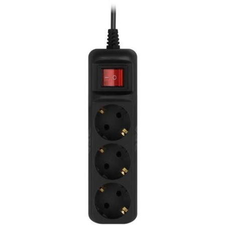 Удлинитель 3х5м с заземл. 10А с выкл. ПВС 3х0.75 черн. UX-3es-5m-B Эра Б0057729