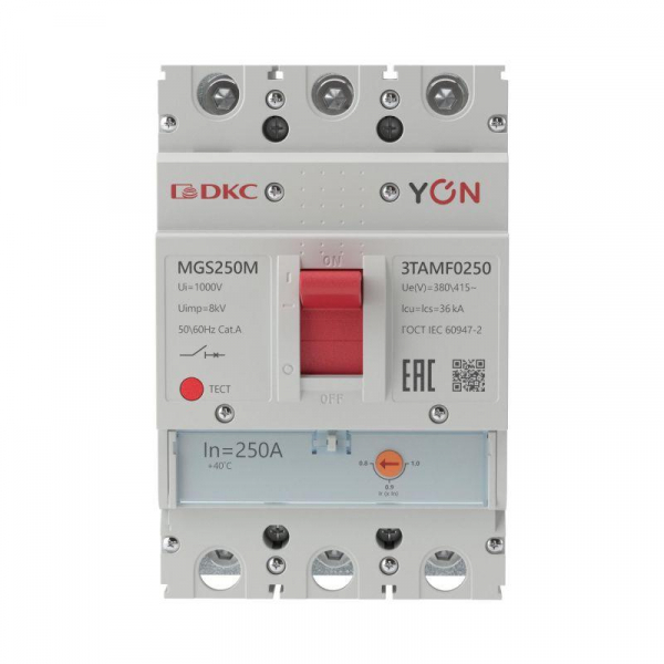 Выключатель автоматический MGS250 3P 200-250A 25kA YON MGS250M-3TAMF0250