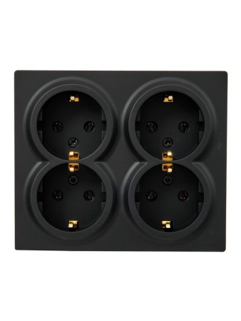 Розетка 4-м ОП LETO с заземл. закрытый корпус ПБТ черн. бархат LEZARD 752-4200-127BDP