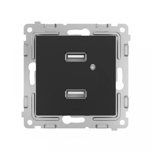 Розетка 2-м USB СП Pixel тип A+A 5В 1х2.1А 2х1.05А механизм карбон TOKOV ELECTRIC TKE-PX-2USB-C14