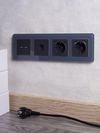 Рамка 4-м BRITE РУ-4-2-Бр стекло графит RE IEK BR-M42-G-41-K53