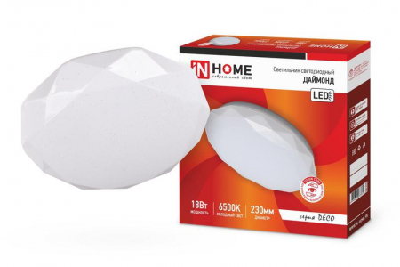 Светильник светодиодный DECO ДАЙМОНД 18Вт 6500К 1620лм 230В 260х55мм IN HOME 4690612033655