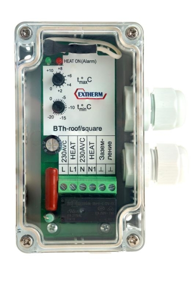 Термостат внешний для управления системой электрообогрева на кровлях/площадках со встроен. датч. температуры Extherm Th-roof-box