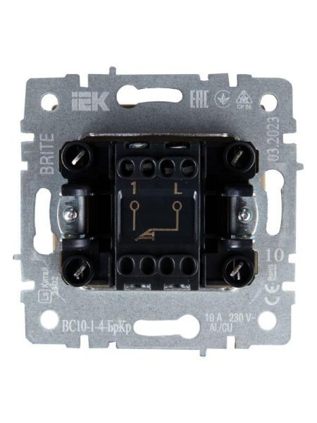 Выключатель 1-кл. СП BRITE ВС10-1-4-БрКр 10А самовозвратн. механизм беж. IEK BR-V14-0-10-K10