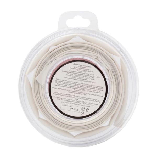 Трубка термоусаживаемая 6.0/3.0мм бел. ролик 2.44м Rexant 29-0031