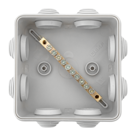 Коробка уравнивания потенциалов КУП-030-031 85х85х40 IP55 с крышкой наружн. для прямого монтажа 8 мембр. вводов сер. EKF plc-kmr-030-031-g