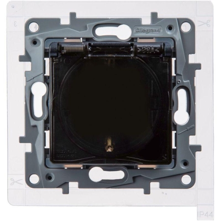 Розетка 1-м СП Etika 16А IP44 250В с заземл. со шторками с защ. крышкой безвинтов. зажимы антрацит IEK 672626