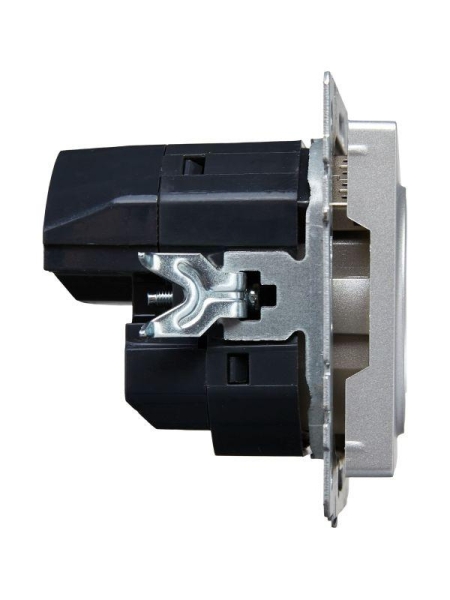 Розетка BRITE РЮш10-2-БрА 16А с USB A+A 3.1А с заземл. защ. шторки механизм алюм. IEK BR-R14-16-U21-D31-K47