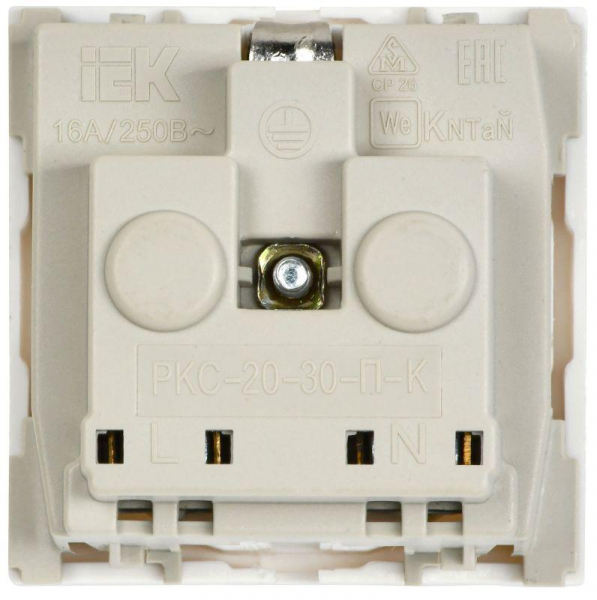 Розетка 1-м 2мод. РКС-20-30-П-К 45х45 с заземл. бел. PRIMER IEK CKK-40D-RSZB2-K01-K