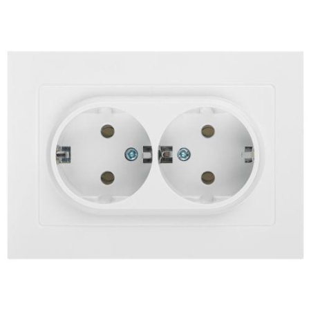 Розетка 2-м СП Accent 6-205-01 16А IP20 250В 2P+E Schuko AL/CU бел. Intro Б0063485