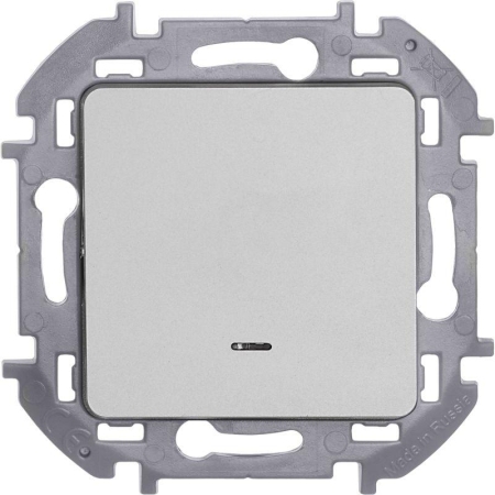 Переключатель 1-кл. Inspiria 10А IP20 250В 10AX с подсветкой/индикацией механизм алюм. IEK 673662