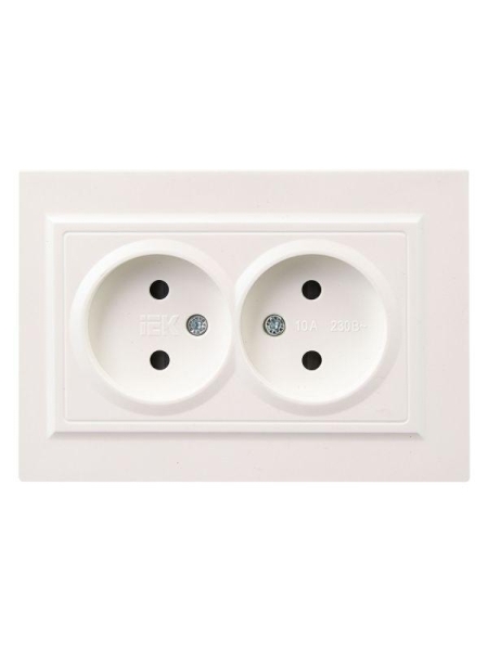 Розетка 2-м СП BRITE РСш12-2-БрЖ 10А в сборе без заземл. защ. шторки жемчуж. IEK BR-R23-10-K36-F