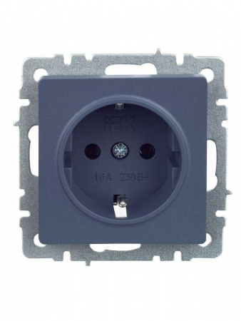 Розетка 1-м СП BRITE РС11-1-0-БрМ 16А с заземл. без защ. шторки механизм маренго IEK BR-R11-16-K35