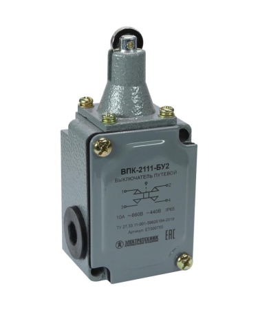Выключатель путевой конечный ВПК 2111 10A толкатель с роликом Электротехник ET000755