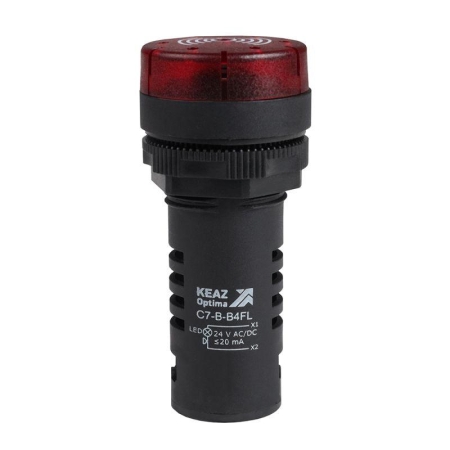 Зуммер с пульсирующим сигналом OptiSignal Compact D22 С7-B-B4FL красн. с подсветкой 24В AC/DC КЭАЗ 362172