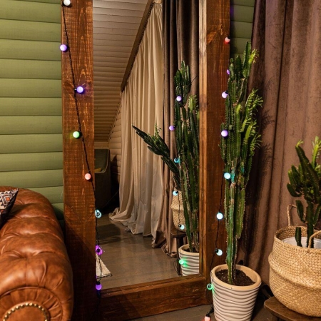 Гирлянда светодиодная "Шарики" 5м d30мм 25LED RGB 6Вт 220-240В IP20 провод ПВХ темн. зел. Neon-Night 303-569