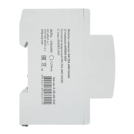 Контактор модульный КМ 25А 4NO 24В AC (2 мод.) AVERES EKF km-av-2-25-40-24V