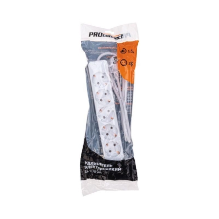 Удлинитель 5х1.5м с заземл. 3х0.75 бел. PROCONNECT 13-4211