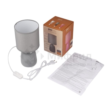 Светильник настольный JH2-02-gy E14 IP20 130х130х255мм керамика; ткань; PVC-пластик сер. JazzWay 5062320